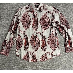 Sean John Shirt Mens 2XL  Paisley Button Up Embroidered Casual Streetwear